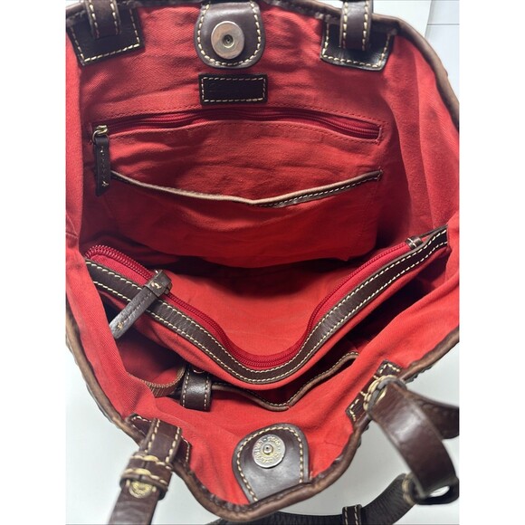 Dooney & Bourke Shoulder Bag Giraffe Animal Double Handle Full Zip Tote Red READ - Picture 11 of 13